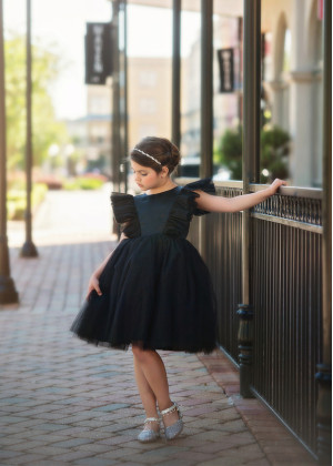 Satin Tulle Sheer Back Flower Girl Dress